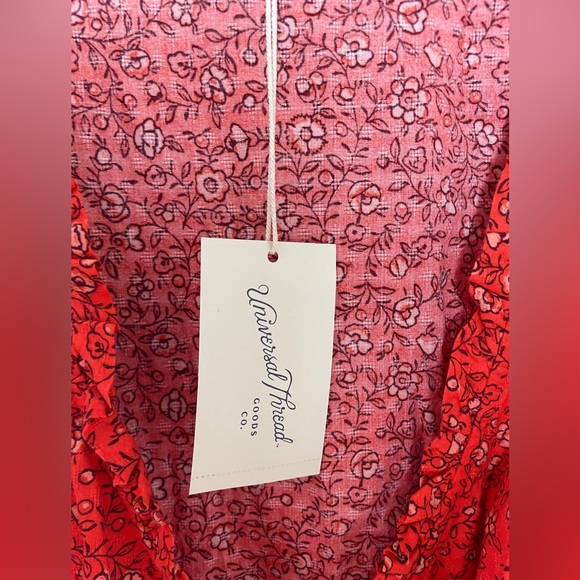 Country Cowgirl Fall Cottagecore Western Women Red Floral Wrap Ruffle Balloon S - Picture 3 of 16